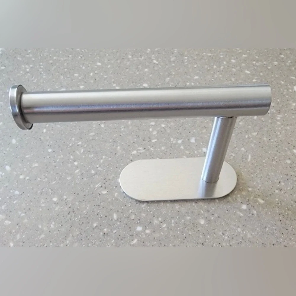 NIB Stainless Steel Toilet Paper Holder / No Punch /Easy 3M Stick Decor Bathroom